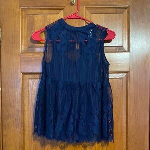Arizona Jean Company Navy Blue Lace Tank Top (2-piece)